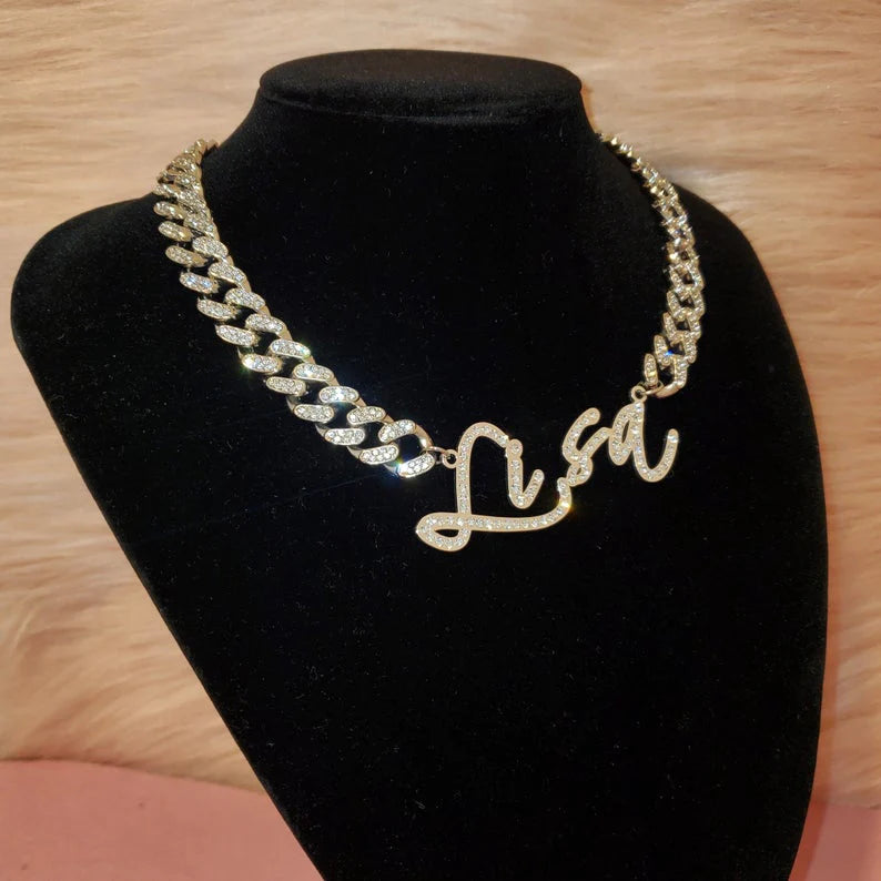 Cursive Cuban Name Plate Necklace