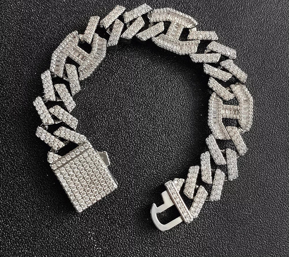 Chunky cz Cuban bracelet link chain for sale 