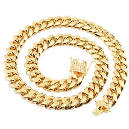 Solid Miami Cuban Gold Necklace