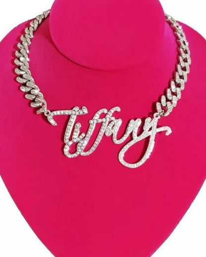 Cursive Cuban Name Plate Necklace